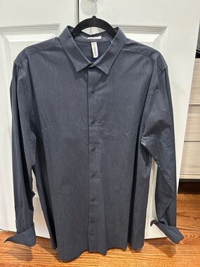 Men's slim fit Long-Sleeve Button-Down Shirt - Charcoal by Unknown Brand